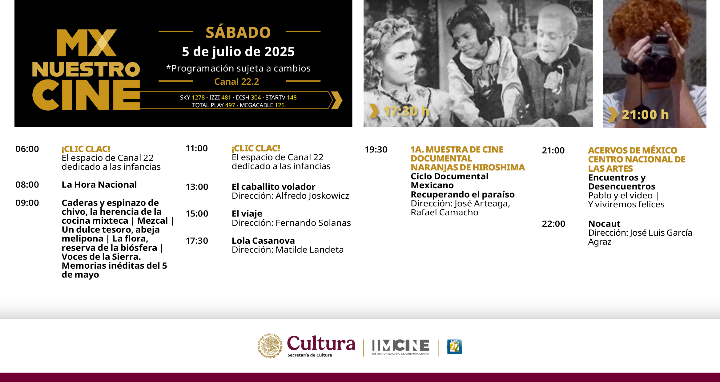 Programación Sábado