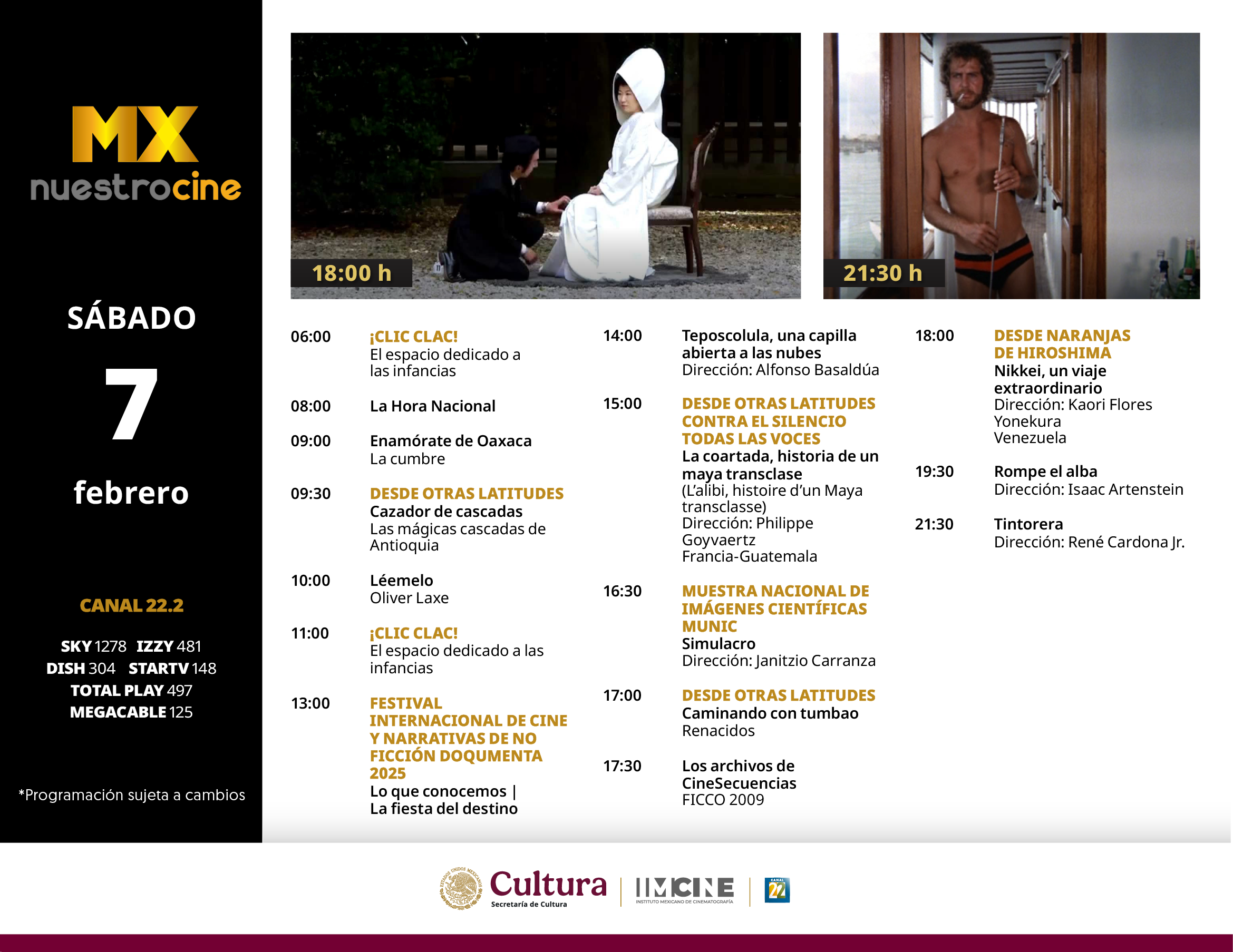 Programación Sábado