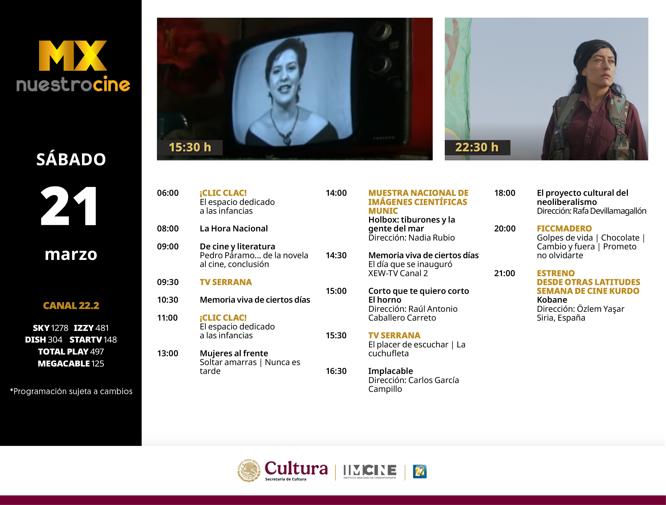 Programación Sábado